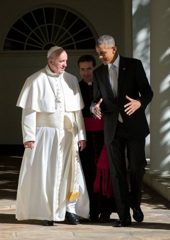 Pope Francis meets with the president during his visit to the U.S. in September.