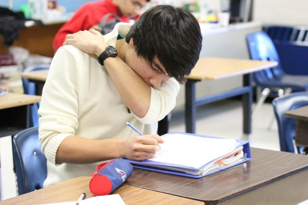 Junior Ben André makes sure to cough into his arm to prevent transmission of viruses.