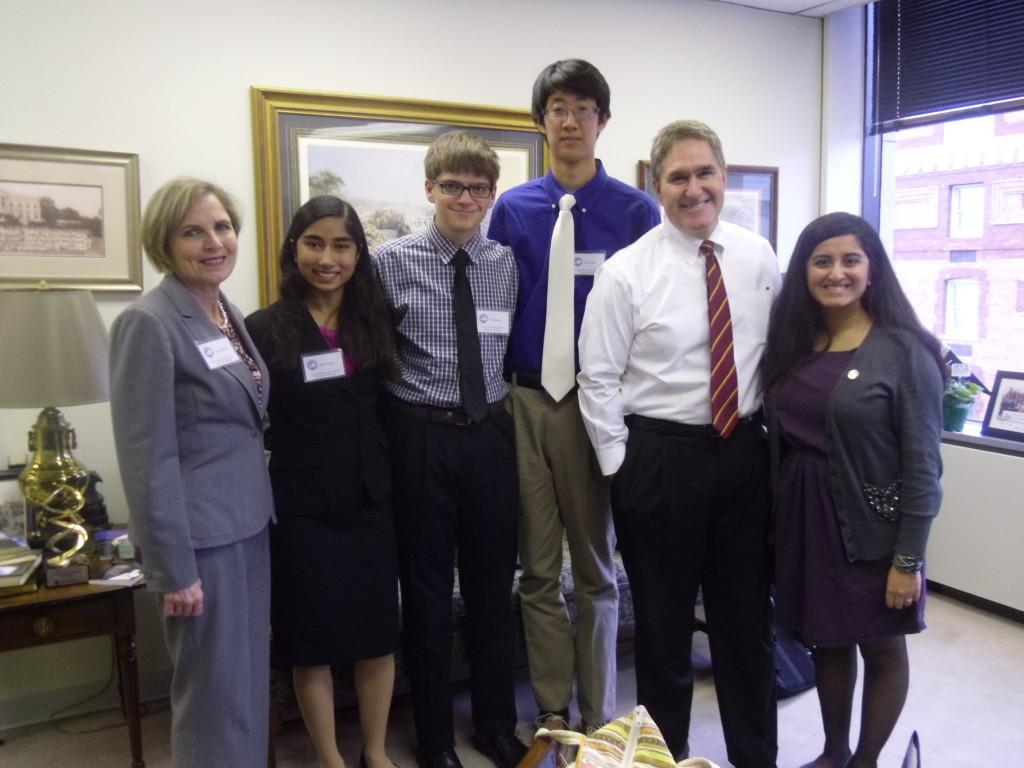 PTSA Government Relations chair Cheryl Buford, seniors Nalini Singh and Alec Brenner, freshman James Park and senior Saloni Chaswal met Delegate J. Randall Minchew on Capitol Day.