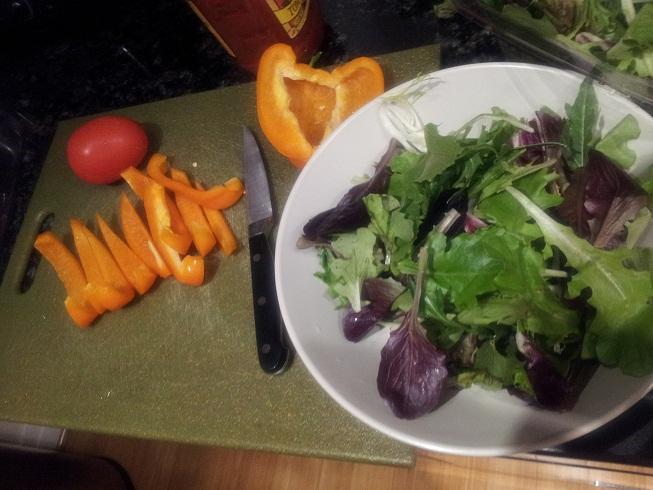 A salad prepared by Principal Evan Glazer as part of his vegetarian diet for Service Week.