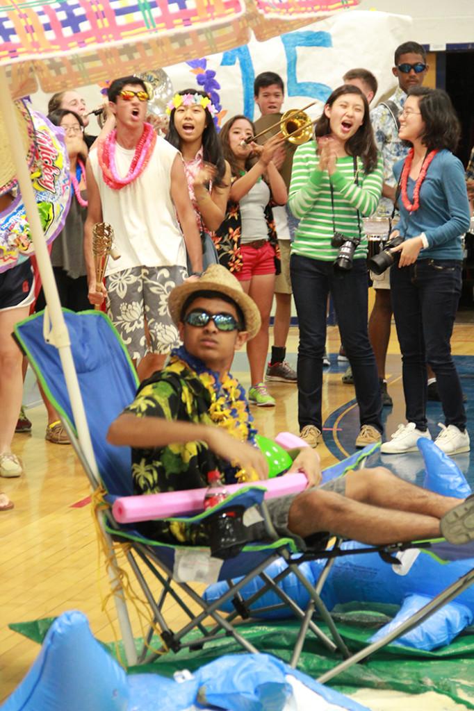 Students deck out for a Hawaiian-themed spirit day