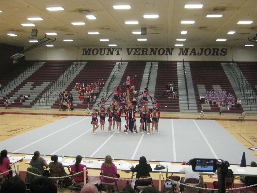 Jefferson Cheerleading takes the mat on Oct. 23 at the District Final Competition.