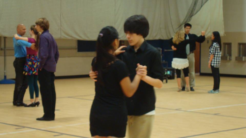 Students attending the Ballroom Dance Club practice their moves during eighth period.