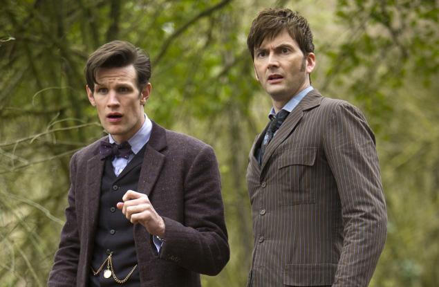 Still of the Eleventh Doctor (Matt Smith) and the Tenth Doctor (David Tennant) in "The Day of the Doctor." Photo courtesy of www.bbc.co.uk.