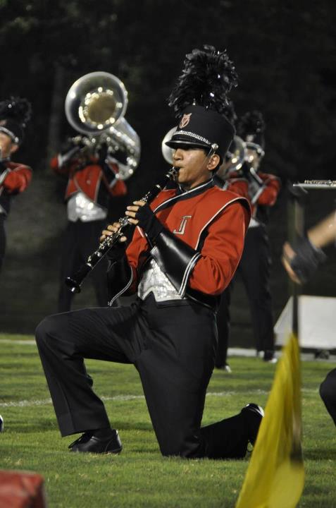 Jeffersons Marching Colonials at half time during a school football game.