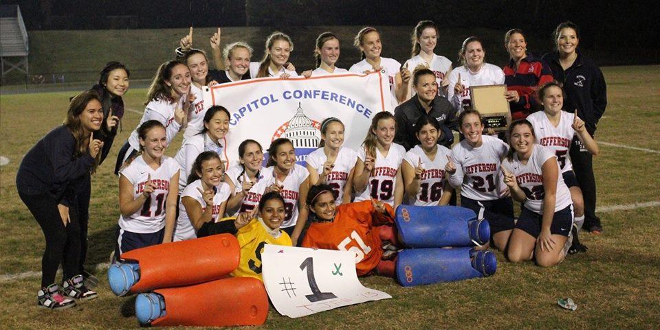 Jefferson's field hockey team after their Capitol Conference championship game victory.