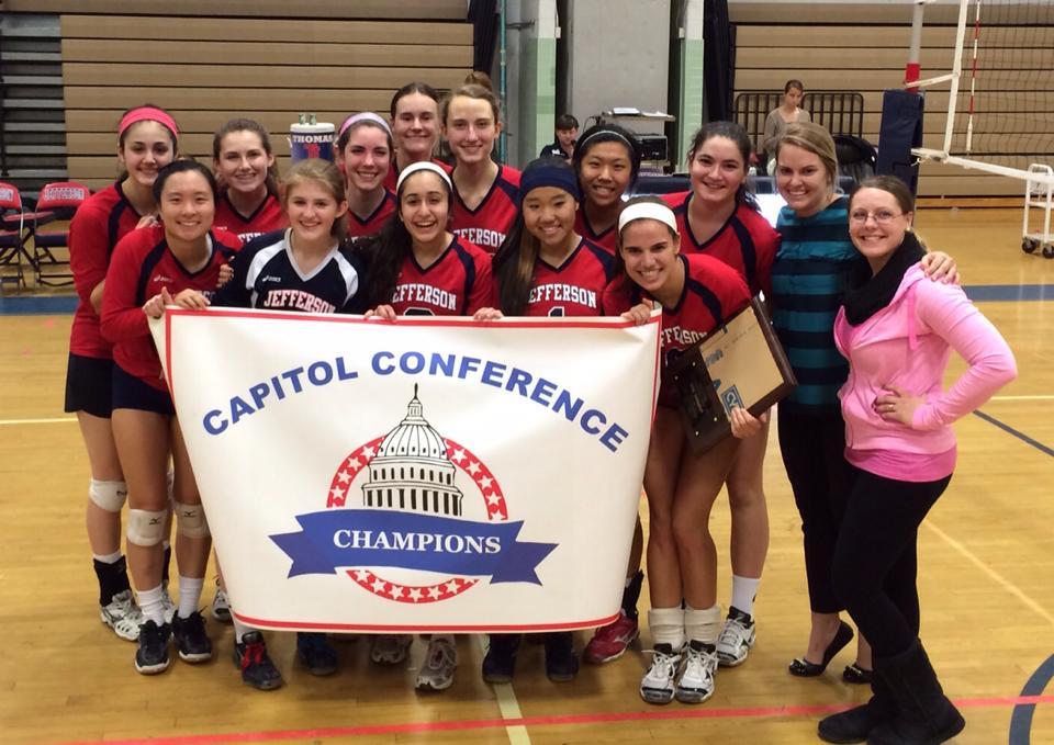 Jefferson's volleyball team after their Capitol Conference victory match.