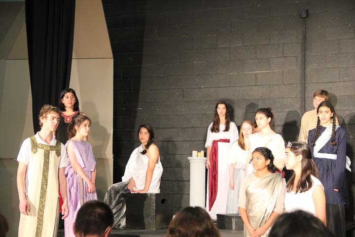 Students prepare for Dido and Aeneas during dress rehearsal