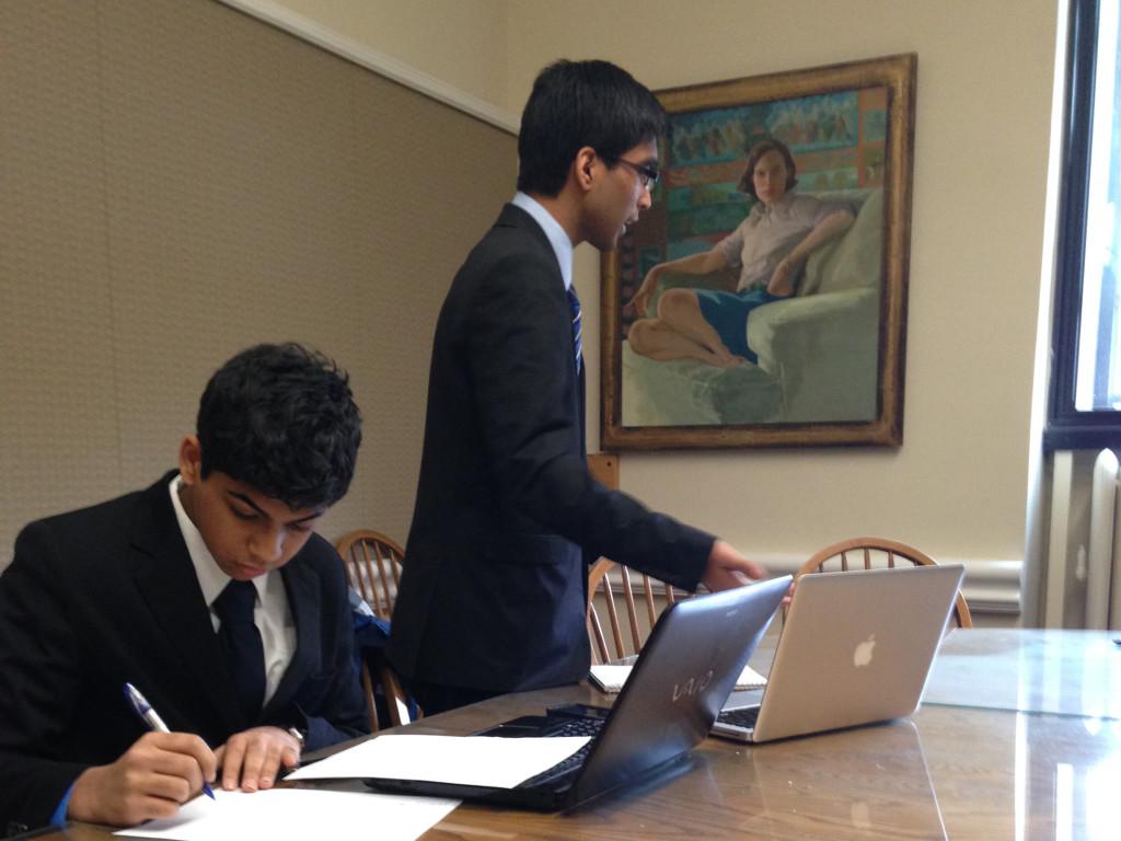 Sophomores Srijith Poduval (left) and Dhruv Gupta (right) are members of the Jefferson Public Forum debate team.