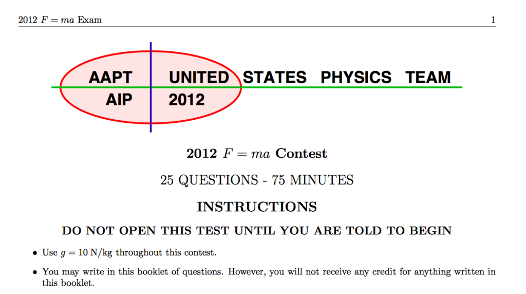 On+Jan.+27%2C+students+took+the+F%3Dma+exam%2C+in+which+they+answered+25+multiple+choice+questions+in+75+minutes.+Photo+courtesy+of+aapt.org.