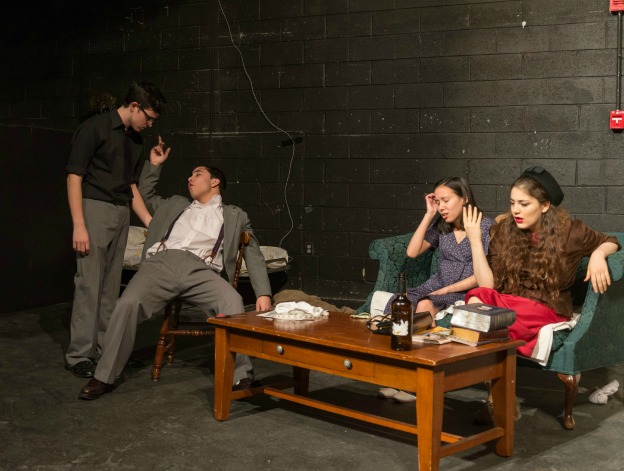 Sophomore Jake Gonzalez and seniors Daniel Sainati, Liesl Jaeger and Jordan Goodson perform in "A Taste of Honey."
