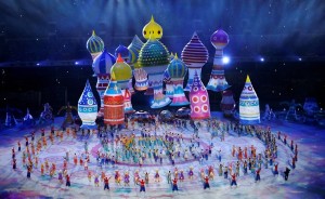 The famous Russian onion domes in the opening ceremony of the Sochi 2014 Winter Olympics. Photo courtesy of  http://www.sochi2014.com.