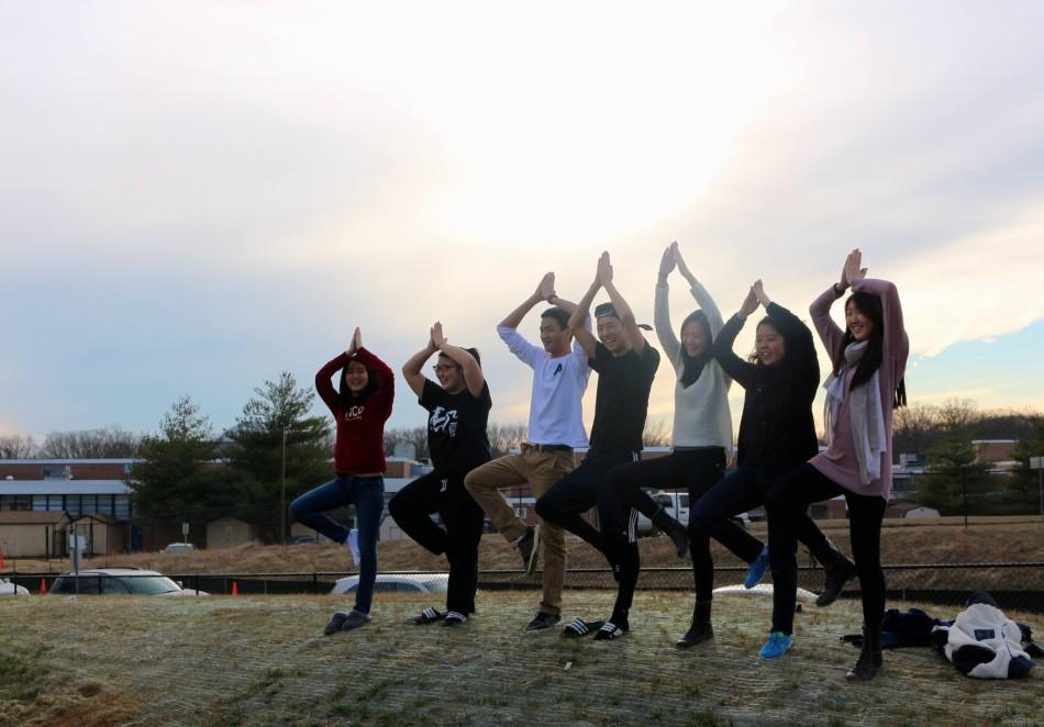 Students pose as trees on the field. Photographer: junior Susie Lee. photo courtesy of Humans of TJ.