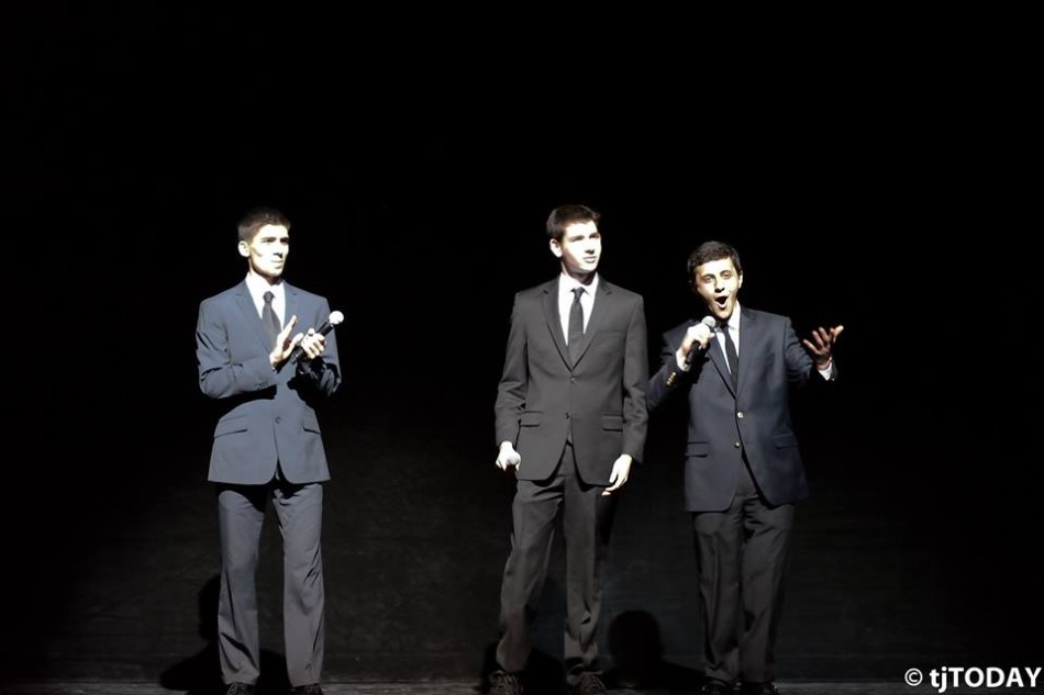 Seniors Zartosht Ahlers, Jacob Rosenblum and Anthony Skaff serve as the Masters of Ceremony at I-Nite 2014.