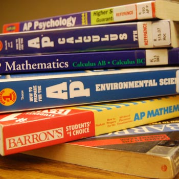 Students prepare for their Advanced Placement tests through a variety of preparation books and study materials. 