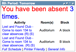 Students with three or more eighth period absences, or two additional absences from the last lost and found, were forced to attend lost and found on Friday, March 14.