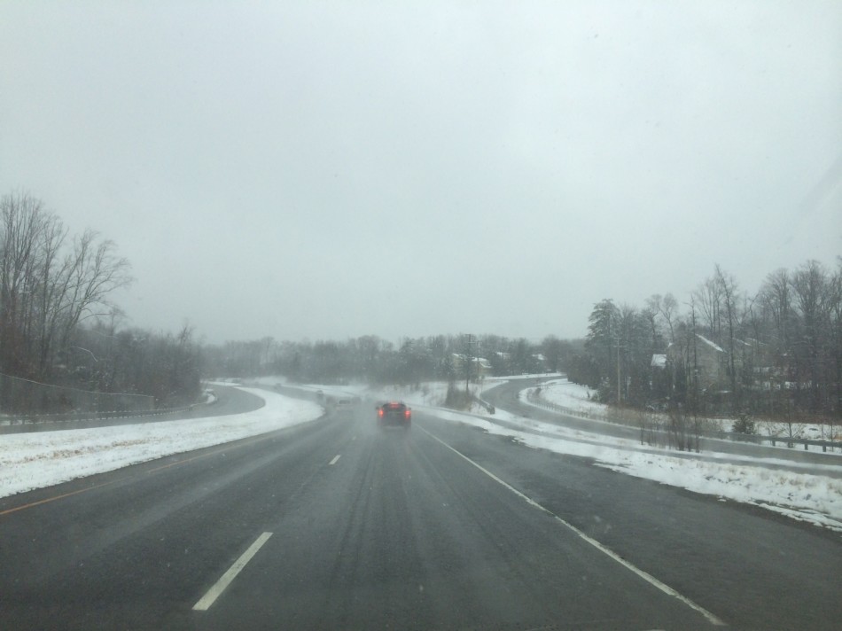 While March 25's snow did not stick on the roads, visibility was reduced and pavement was slick.