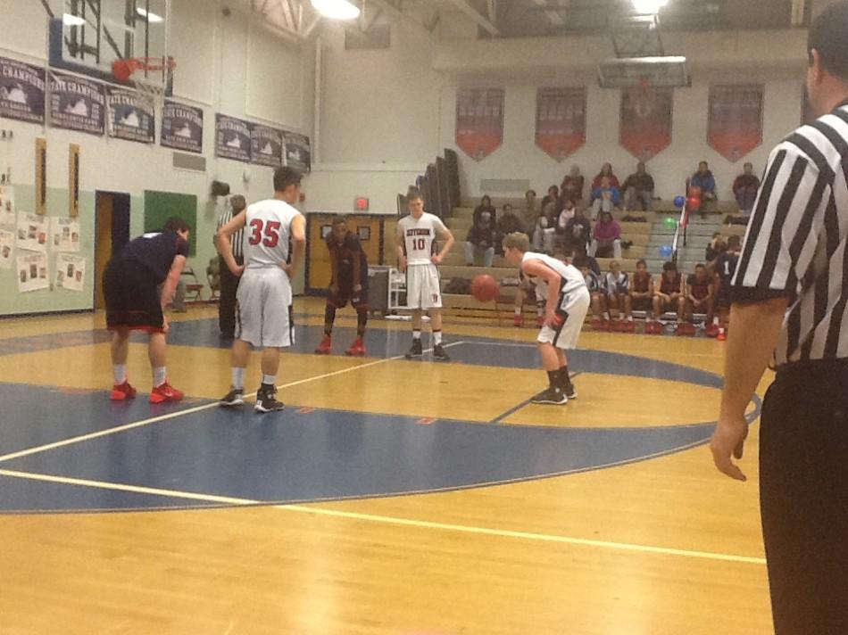 Photo by Lindsay Williams.
Boys basketball team competes against Stuart High School after celebrating senior night.