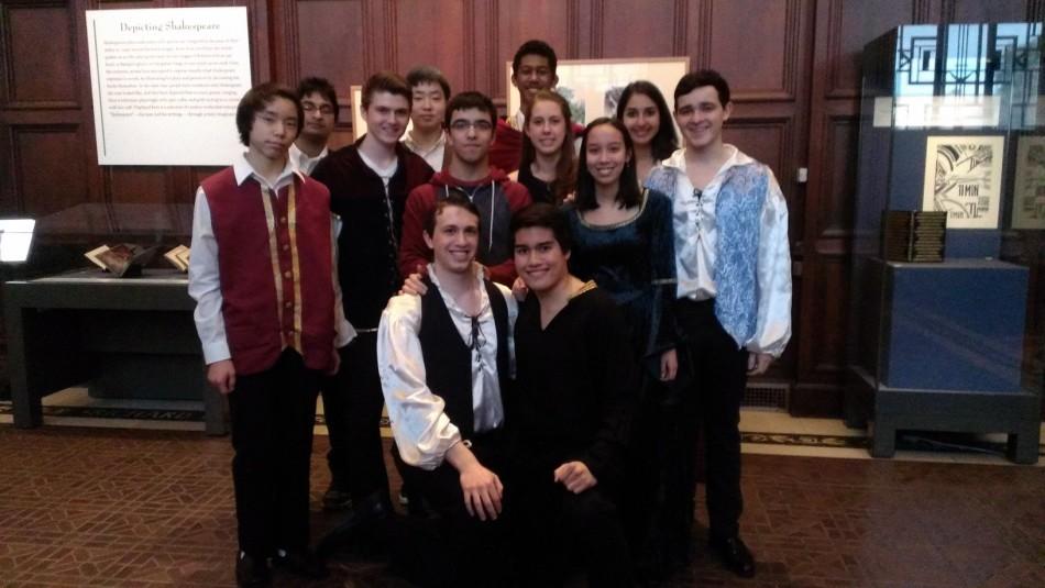 The cast and directors at the Folger Shakespeare Library.  Photo courtesy of Natasha Shukla. 