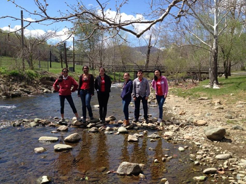 Left to right: sophomore Virginia Sun, junior Teja Sathi and seniors Grace Chuang, Emma Gee, William Woodruff and Karen Xia represented Jefferson at the regional Envirothon competition.