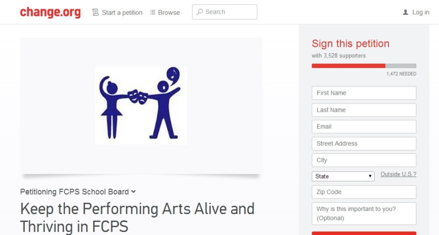 An online petition regarding the Fine Arts Theatre and Dance Specialist position has gained over 3,000 signatures.