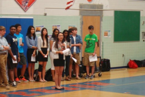 Sophomores present their campaign speeches to their class on June 2 during eighth period.