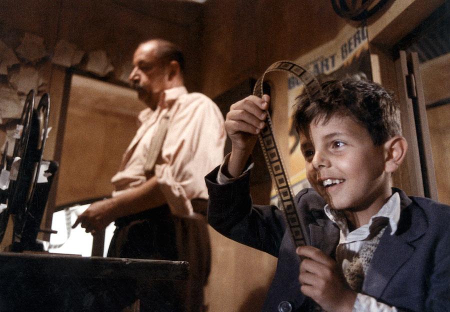 Philippe Noiret as Alfredo
and Salvatore Cascio as Salvatore Di Vita star in the 1988 Italian film, "Cinema Paradiso."