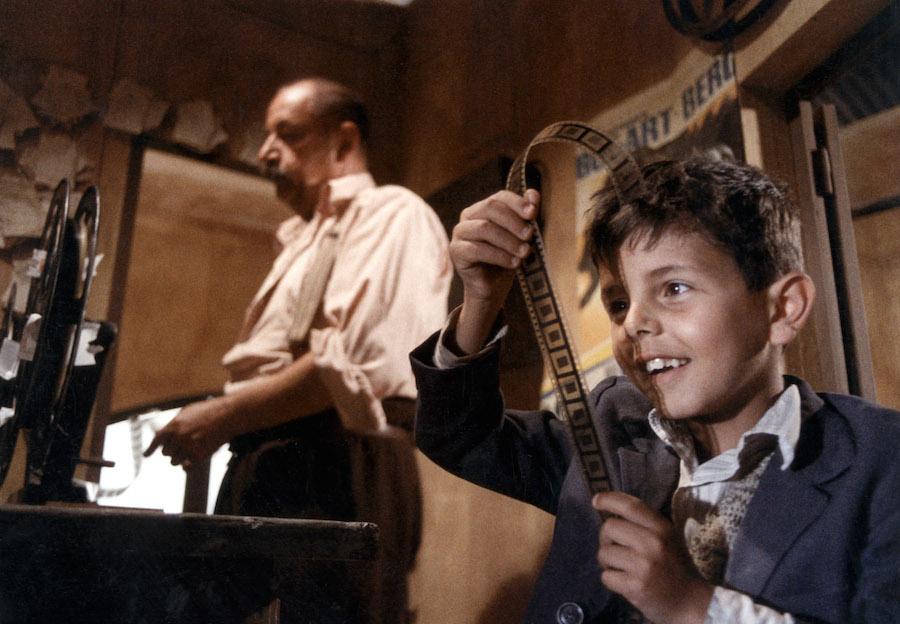 Philippe Noiret as Alfredo
and Salvatore Cascio as Salvatore Di Vita star in the 1988 Italian film, Cinema Paradiso.