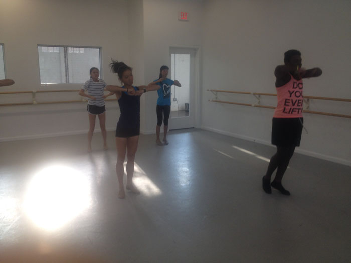 Juniors Jennifer Song and Eke Wokocha practice routines for TJ Dance Team's upcoming season.