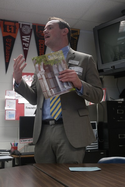 Representative Jake Sisco presented the features of Rice University at the College and Career Center on Sept. 18