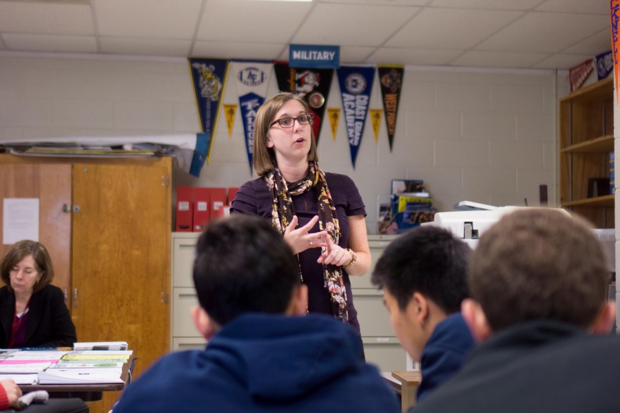 Representative Sarah Quin presented the features of Columbia University at the College and Career Center on Oct. 27.