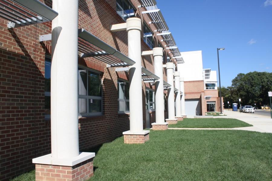 During the opening of the front of the building, construction workers also  placed sod down to beautify the front entrance area.