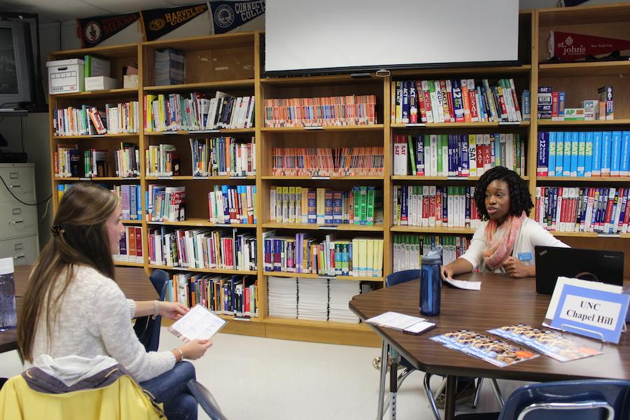 Representative Yolanda Coleman presented the features of the University of North Carolina at Chapel Hill at the College and Career Center on Oct. 22.