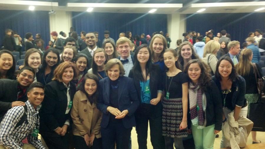 Lab director Lisa Wu and a group of Jefferson students meet renowned oceanographer Sylvia Earle