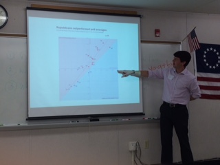 Dr. John Sides of George Washington University presented statistical facts about the midterm elections to global studies students.