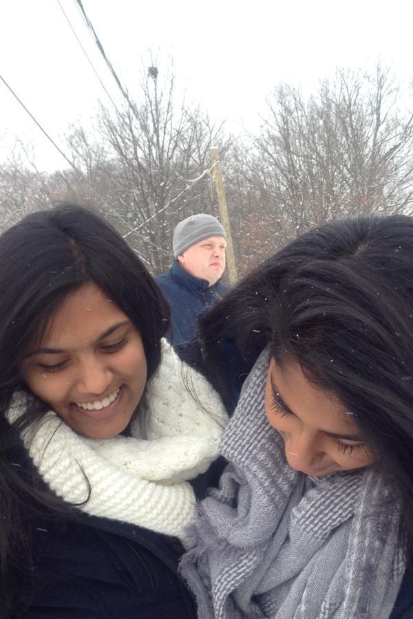 Dr. Smith leads students in snowball fights, and junior Ankitha Yanamandra tweets about it.