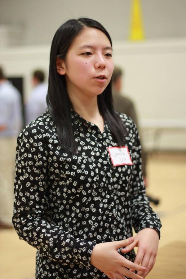 Science fair participant, Jessica Wu, presents her project to 8th period viewers. 