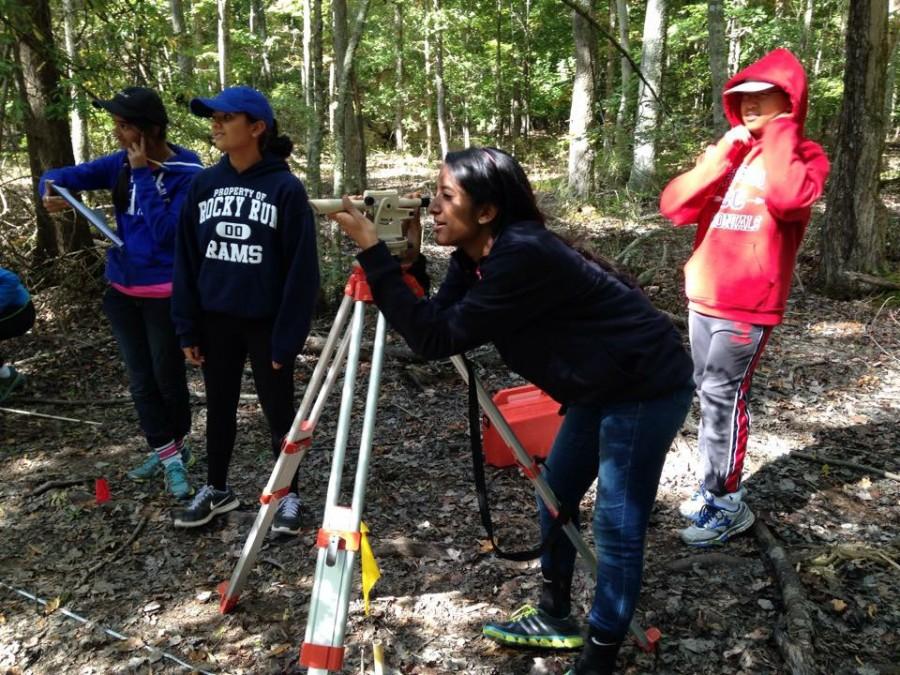 Freshmen on their annual IBET field trip practice collaboration skills that they will use for their IBET project.