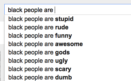 Google searches are an excellent indicator of societys views of people groups, as well as the inequality and prejudice that African Americans face in the United States today.