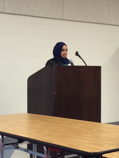 Dr. Merehan Esmat Alhady speaks at the Interfaith event