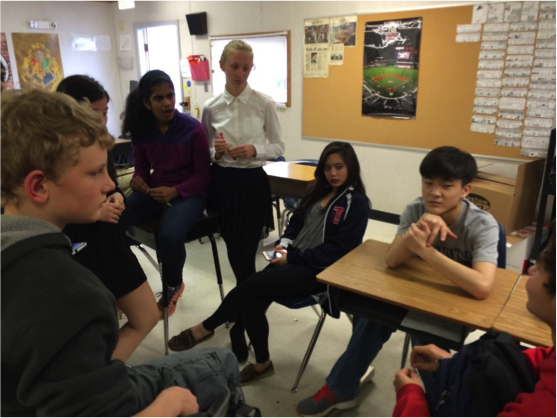 Class Council and other Class of 2018 students meet to discuss Lock-Up after spring break.
