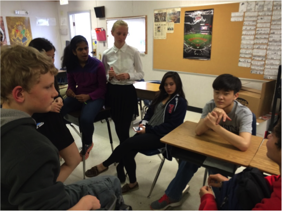 Class Council and other Class of 2018 students meet to discuss Lock-Up after spring break.