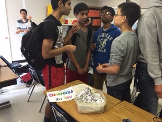 Freshmen Viraj Curry, Akshith Peyyala, Karthik Budharaju and Kyle Gerner celebrate at Break the Silence party