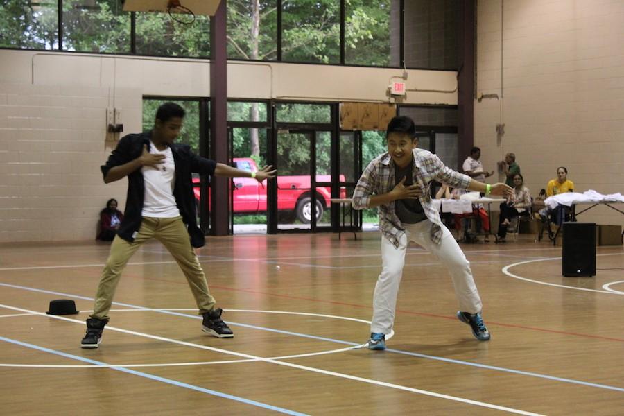 Freshmen Anthony Thomas and Sean Ji perform breakdance, street dance and Bhangra through their lock-up talent show performance in the Audrey Moore RECenter on May 15.