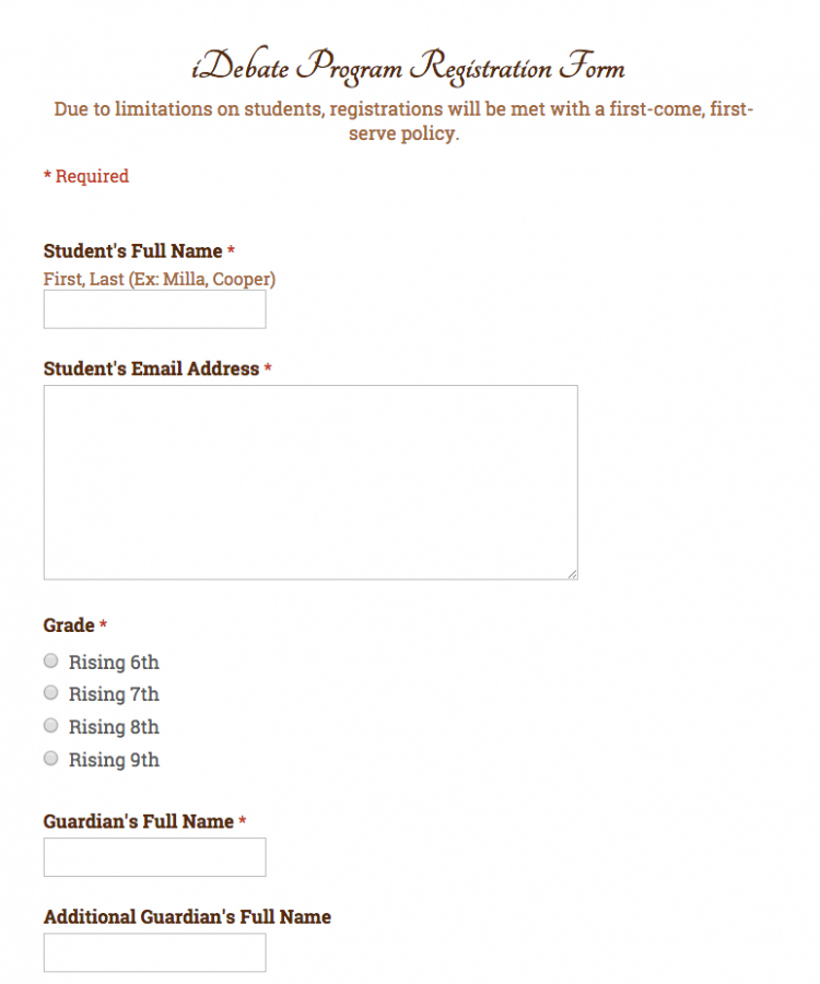 inspireDebate Registration Form