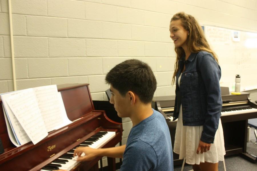 Senior Sophia Martinese auditions for the part of Ariel while accompanied on the piano by senior Roman Kasparian.