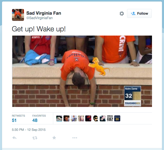 Memes of UVa student Michael Bunting's reaction of his school football team's loss to Notre Dame are now viral on social media.