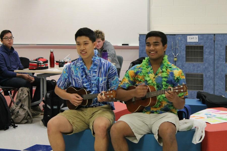 Seniors+Calvin+Chen+and+Akash+Raju+sing+a+parody+of+Lava+from+the+Pixar+short+film+while+asking+seniors+Joyce+Duan+and+Neha+Bhargava+to+homecoming.