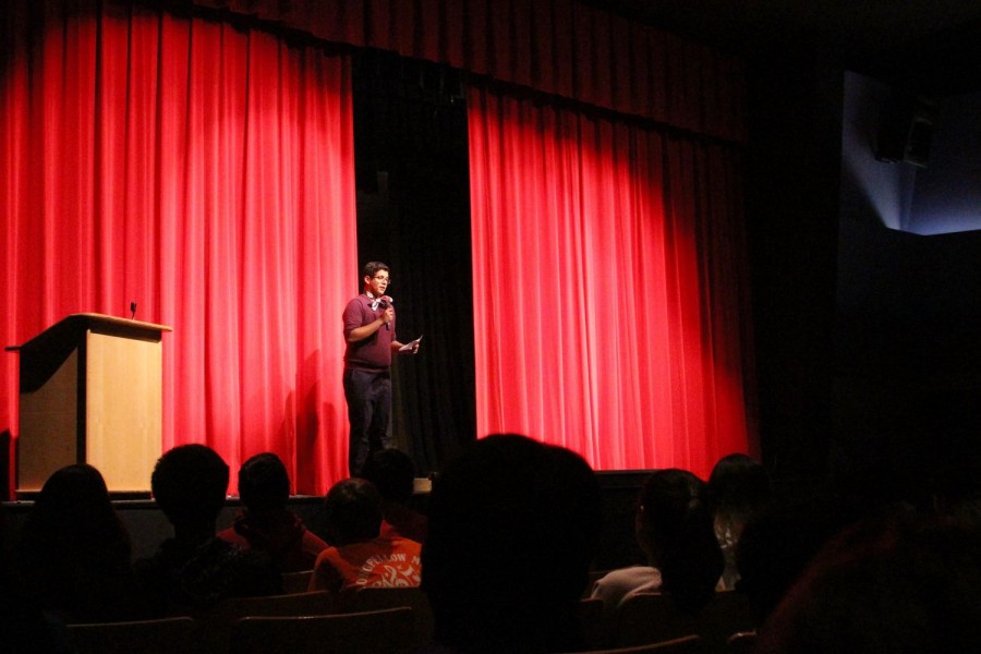 Candidate Aaraj Vij gives his campaign speech