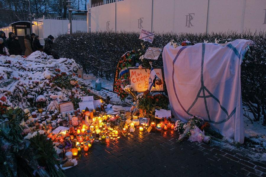 Tragedy struck Paris for the second time in 2015 and once again the world rallied. Memorials, like this one at the French Embassy in Moscow, and the use of social media served as ways for the world to show their support